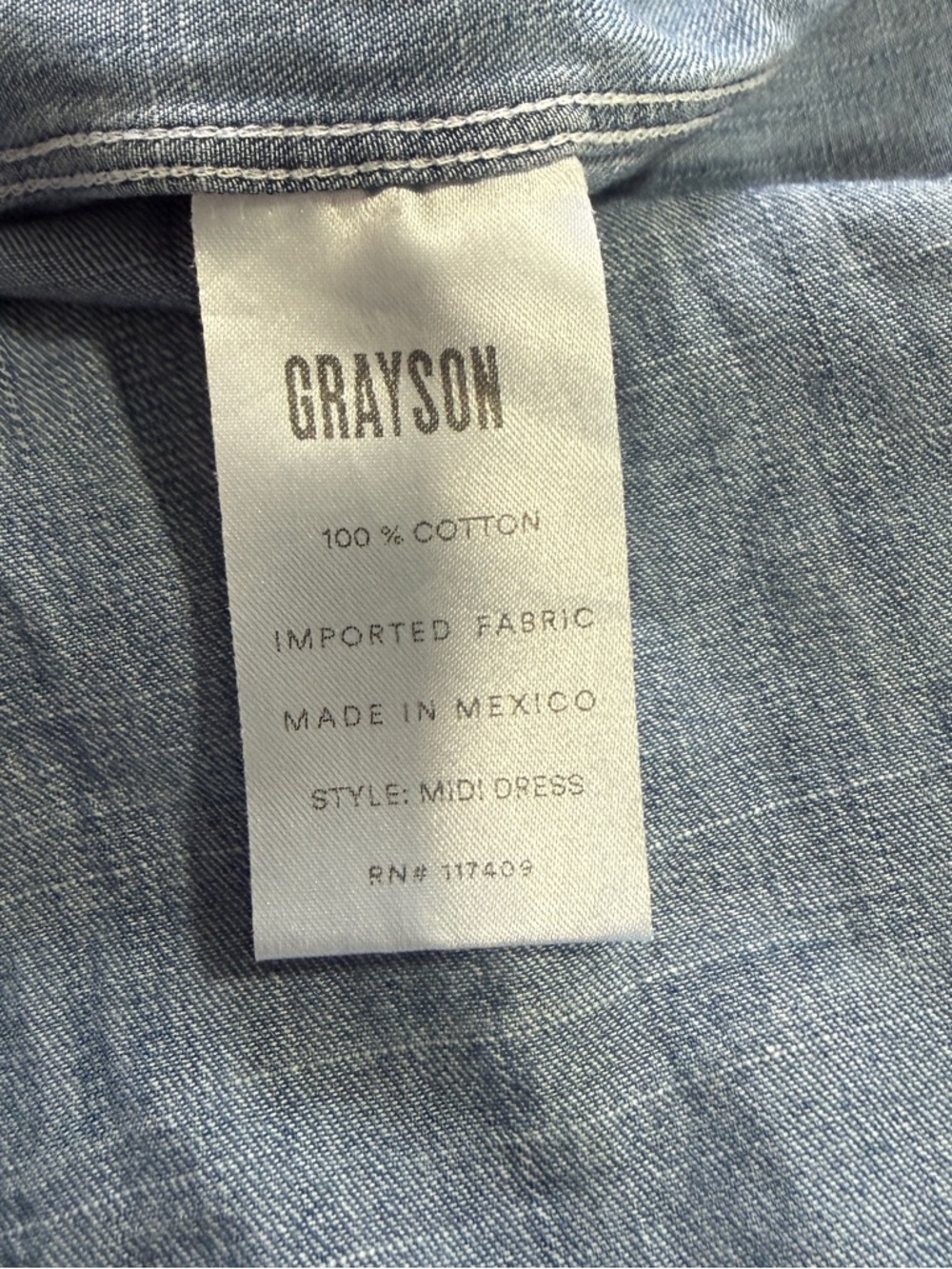 Grayson by frank & Eileen size 04(Large) chambray denim shirt dress casual - Picture 13 of 13
